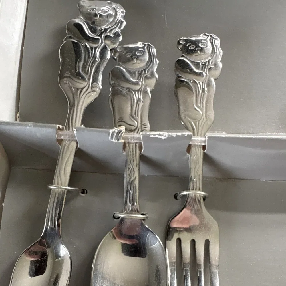 Oneida Cubby Bear 6 Piece Progress Flatware Set Stainless Steel NIB New Vintage